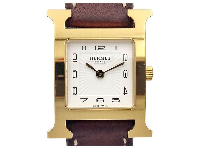 Hermès Relógio Hour banhado a ouro Dourado