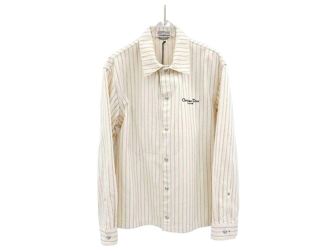Dior Giacca-camicia ricamata con logo a righe Couture Bianco