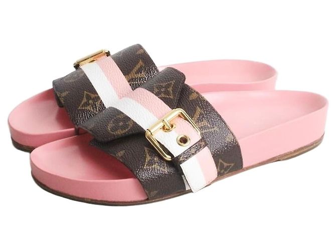 Louis Vuitton Monogram Gold Slipper Red