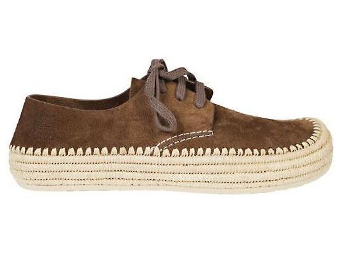 Loewe Chaussures en daim et laffia à lacets Marron