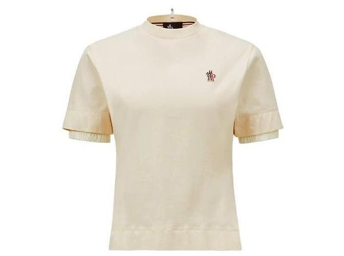 Moncler Baumwoll-T-Shirt mit Logo-Patch Weiß 