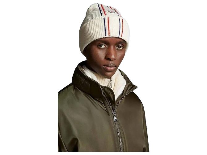 Moncler Logo Patch Tricolor Wool Beanie Multiple colors