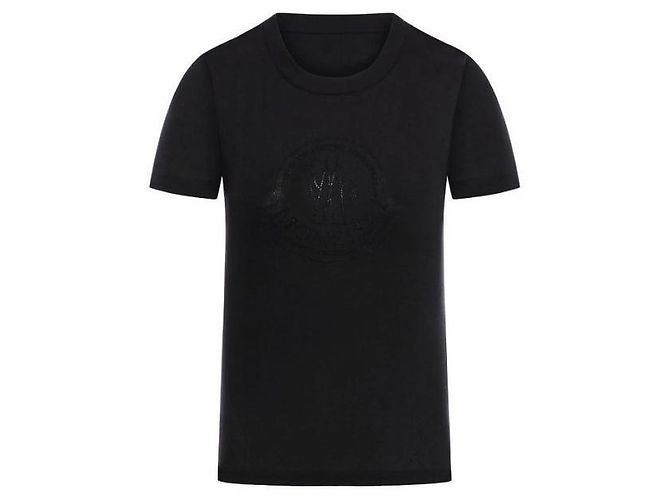Moncler T-Shirt mit Crystal-Logo Schwarz