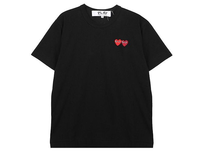 Comme Des Garcons Play Double Heart T-Shirt Black