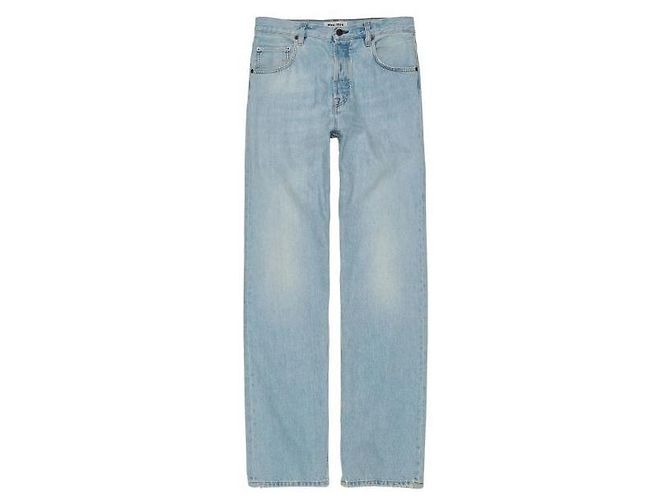 Miu Miu Washed Denim Pants with Back Pocket Blue
