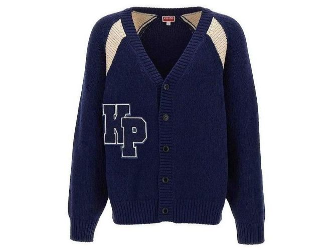 Kenzo Paris Varsity Logo Patch Cardigan Black