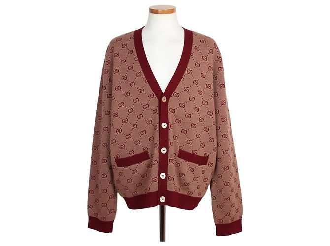 Gucci Jacquard-Wollstrickjacke XXL Rot
