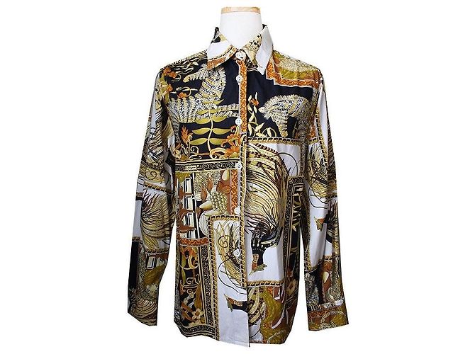 Salvatore Ferragamo Camisa de algodón con estampado Blanco