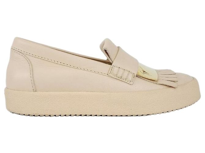 Giuseppe Zanotti Mocassin Beige Gold Bar Marron