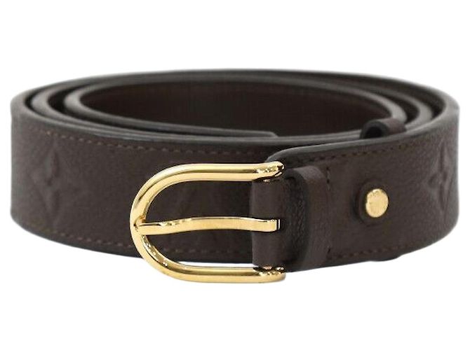 Louis Vuitton Monogram Leather Belt Dark Brown Gold