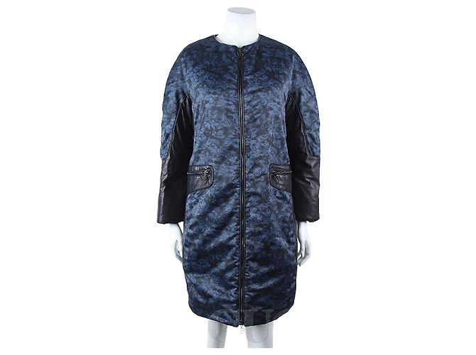 Jaqueta longa acolchoada de couro Moncler