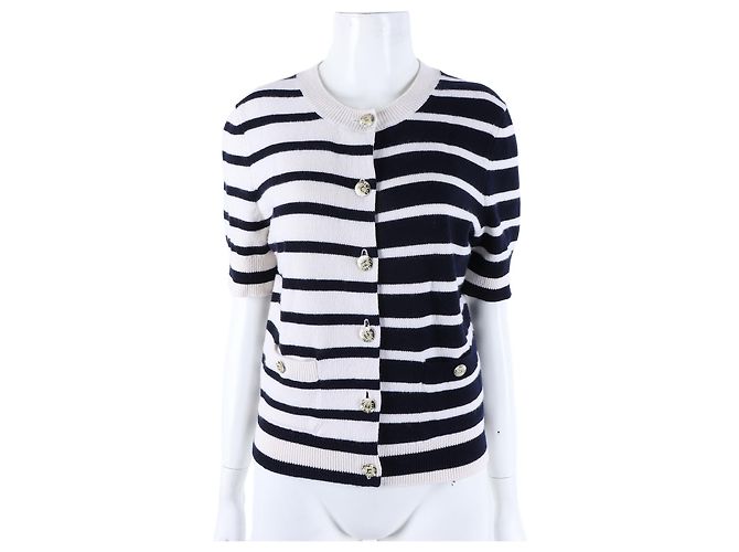 Chanel Kurzer Kurzarm-Cardigan aus Kaschmir Weiß