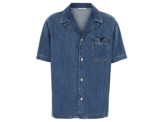 Valentino Refurbished Garavani Kurzarmhemd Größe Blau
