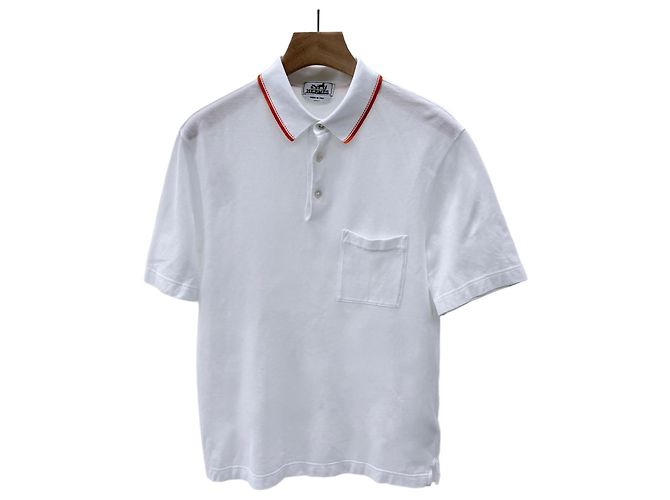 Hermès Polo de algodón piqué de manga corta blanco