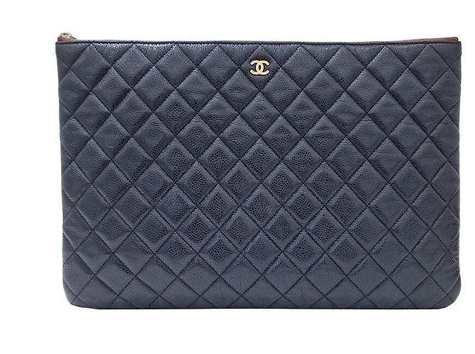 Chanel Pochette Caviar Large Bleu