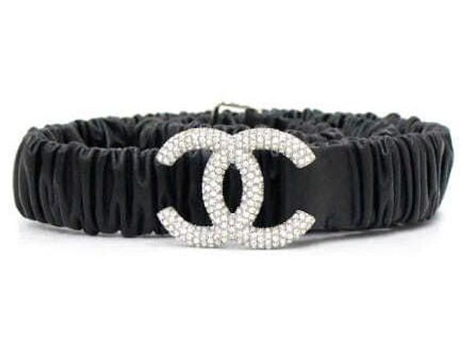 Chanel Black Lambskin Crystal CC Waist Belt
