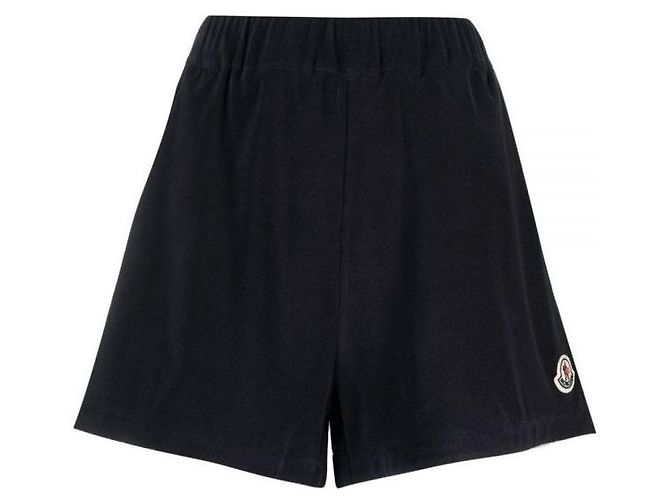 Short en molleton de coton avec patch logo Moncler Noir