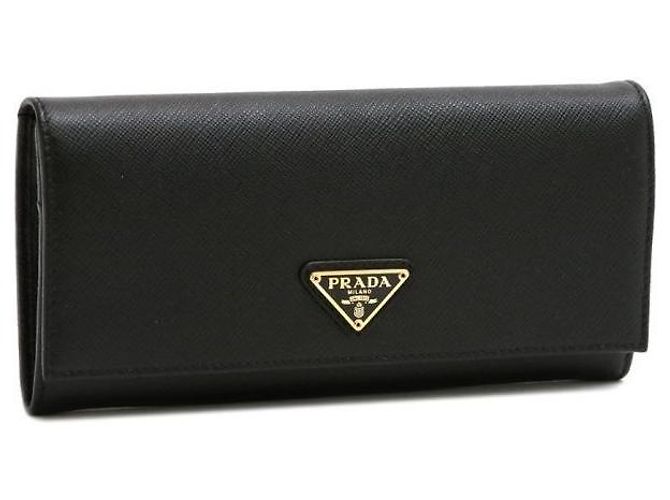 Prada Saffiano Long Wallet Schwarz