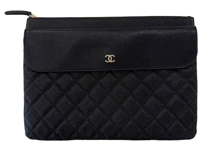 Chanel Flap Clutch Caviar Weiß