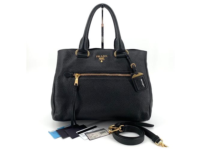 Prada Borsa Tote e Borsa a Spalla Vitello Donna Nero