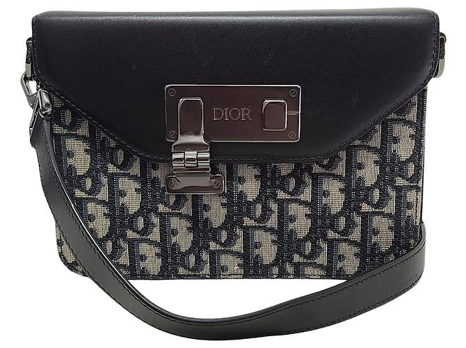 Dior Borsa Messenger a Tracolla in Jacquard Oblique Nero