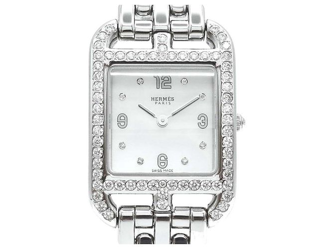 Hermès Reloj de acero Cape Cod Diamond Plata
