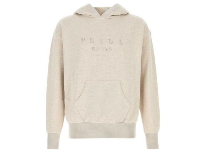 Prada Sweat à capuche en molleton de coton Blanc