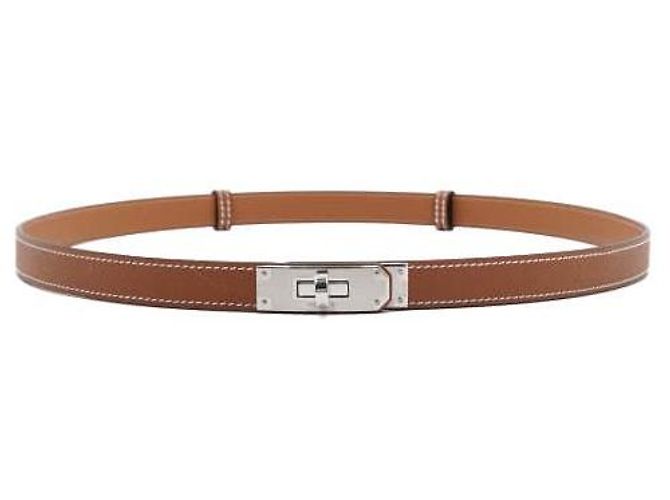 Hermès Cinto de couro Epsom com fivela Kelly Dourado