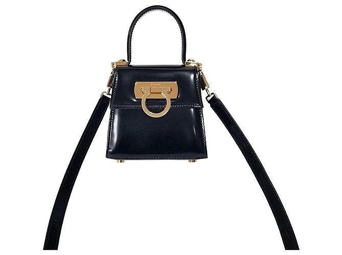 Salvatore Ferragamo Iconic Top Handle Micro Kelly Bag Silvery