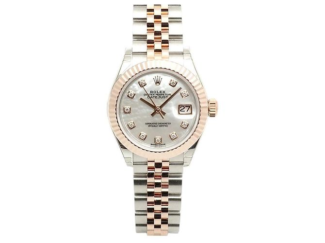 Rolex Orologio Datejust da donna con quadrante in perla rosa e diamanti