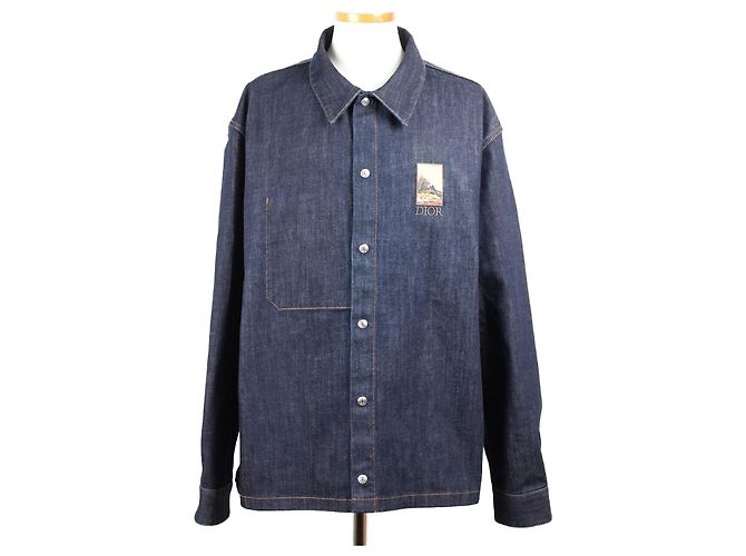 Balenciaga Kerouac Logo Oversized Denim Shirt Jacket Blue