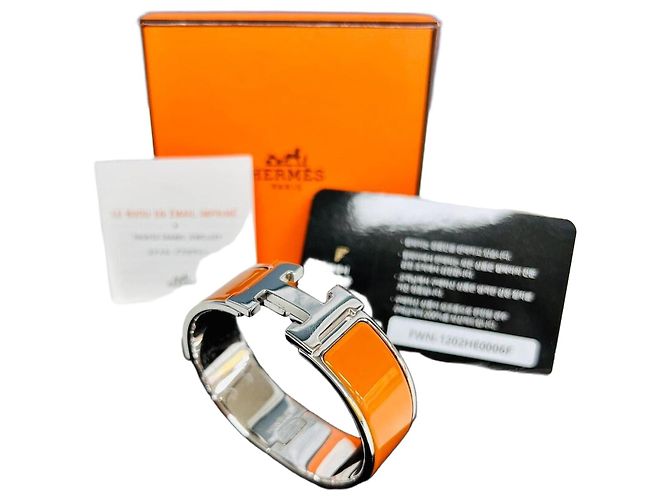 Pulsera Bangle Hermès Logo Orange Click Clack Naranja