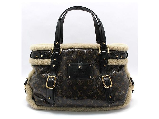 Louis Vuitton Sac cabas Monogram Shearling Thunder Mouton Marron