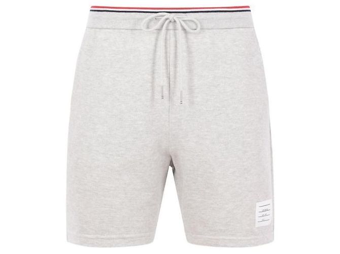 Thom Browne Shorts de piqué de algodão com debrum RWB Marrom