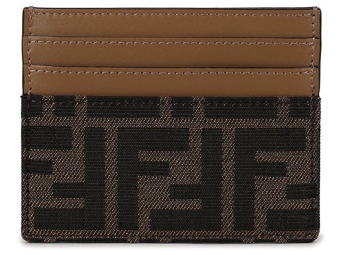 Fendi Brown FF Jacquard Fabric Flat Card Wallet