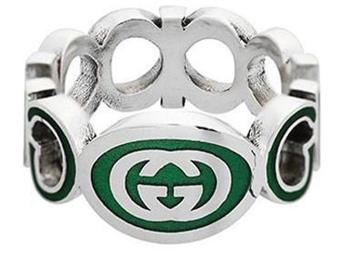 Gucci Silberring mit verschlungenem Emaille 