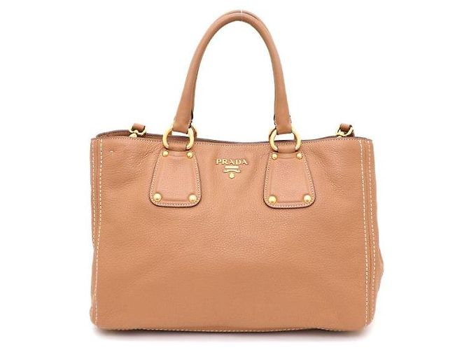 Bolsa Tote e Bolsa de Ombro em Vitello Daino Prada Marrom