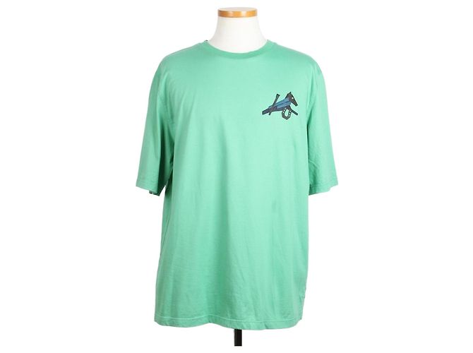 Hermès Kurzärmeliges T-Shirt mit Pferd-Lederpatch Mintgrün