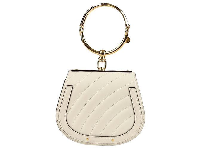 Chloé Pequena bolsa tote Nile em couro branco