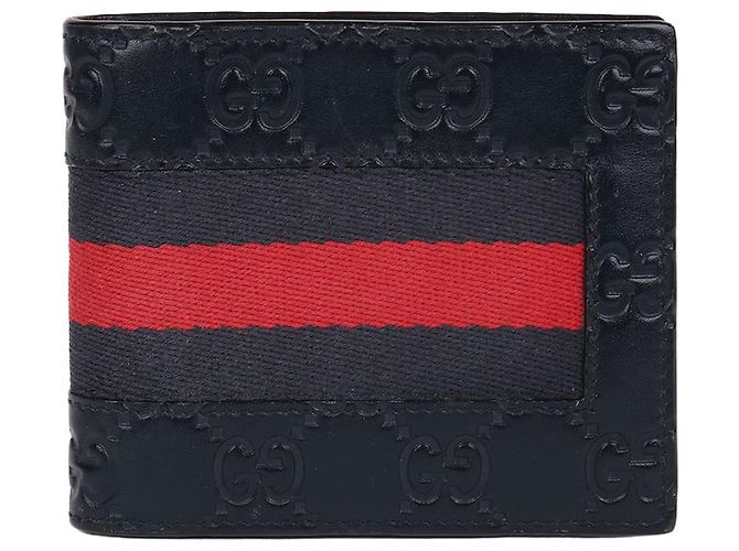 Gucci Navy Cima Leather Men's Wallet Blue