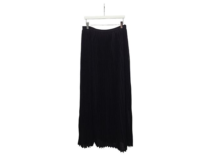 Louis Vuitton Saia Maxi de seda plissada preta Preto