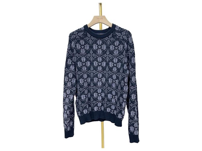 Louis Vuitton Crewneck-Strickpullover mit Monogramm-Blumen-Jacquard Schwarz 