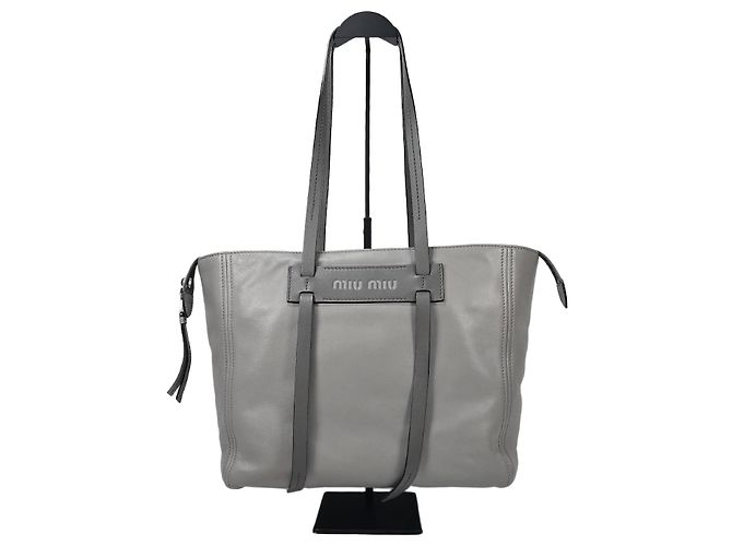 Miu Miu Sac cabas en cuir aspect gris Marron