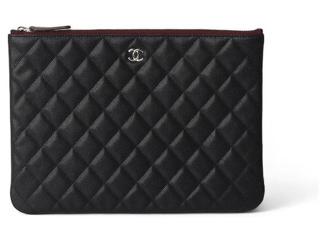 Chanel Pochette Caviar Silver New