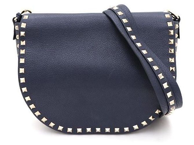 Valentino Bolsa transversal Rockstud meia lua com aba Azul