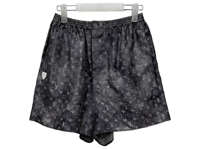 Louis Vuitton Monogramm-Seidenhose Schwarz