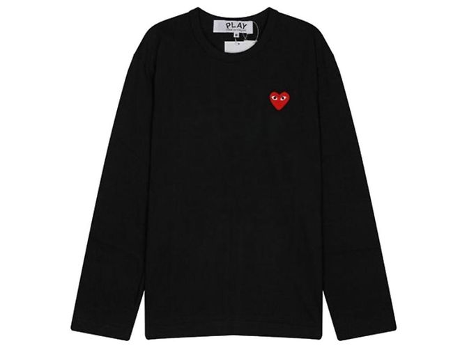 Comme Des Garcons Long Sleeve T-Shirt with Red Patch Black