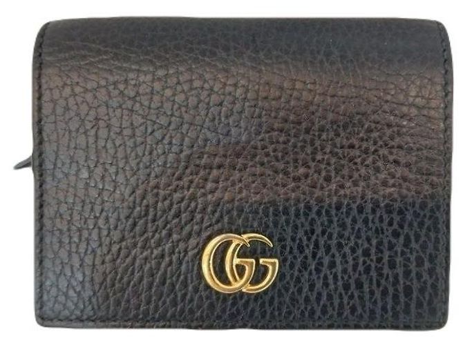 Gucci Black Leather GG Marmont Card Case Wallet