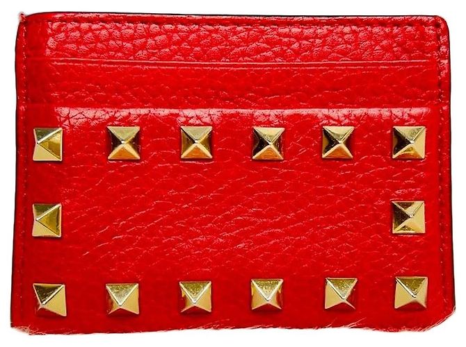 Valentino Red Rockstud Card Holder