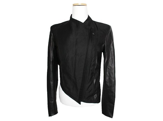 Helmut Lang Black Ramskin Asymmetrical Short Jacket